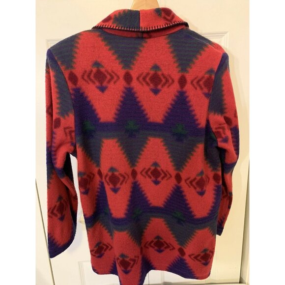 VTG Jeans Wear Nativ Aztec Women's Blazer Jacket Sz‎ M Red Multicolored - Picture 8 of 8